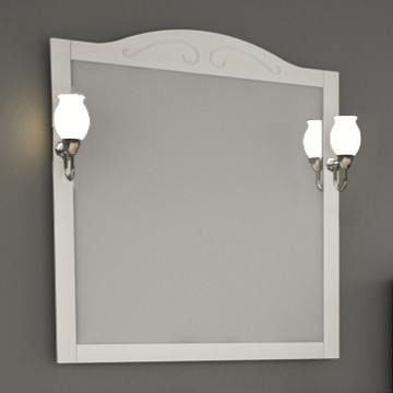 Зеркало АСБ-Мебель Флоренция 85 белое, патина серебро со светильниками