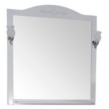 Зеркало АСБ-Мебель Флоренция Квадро 80 белое, патина серебро со светильниками