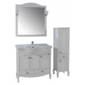 Шкаф-пенал АСБ-Мебель Флоренция белый, патина серебро