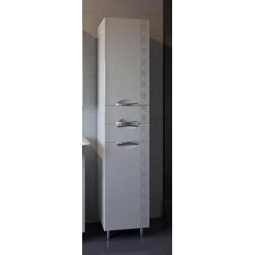 Пенал АСБ-Мебель Алекса 40 L, цвет - белый глянец/серебро