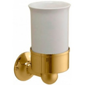 Стакан с настенным держателем для щеток Devon&Devon NewYork NY103OT, керамика/светлое золото