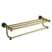 Полотенцедержатель с полочкой Радомир Линия с камнем, золото