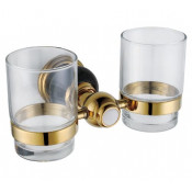 Стакан двойной с держателем Радомир Линия с камнем, золото