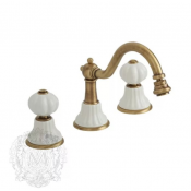 Смеситель Migliore Olivia ML.OLV-5812BI.BR для раковины, бронза, ручки белая керамика