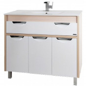 Тумба c раковиной Vod-ok Габи 120, корпус дуб, фасад белый