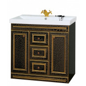 Тумба с раковиной Misty Fresko 75 с 3 ящиками, цвет черный