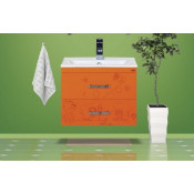 Тумба с раковиной Misty Kitty 60 подвесная с 2 ящиками, цвет оранж