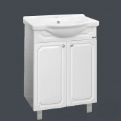 Тумба с раковиной Misty Александра 55 прямая, цвет белый металлик