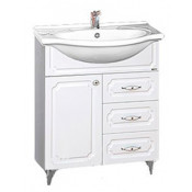 Тумба с раковиной Misty Александра 75, цвет белый металлик