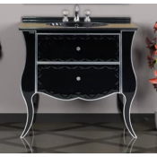 Тумба со столешницей Misty Анжелика 100 напольная с 2 ящиками, черный с сусальным серебром
