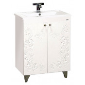 Тумба с раковиной Misty Вирджиния-бабочка 60 прямая, цвет белый фактурный