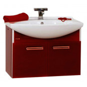 Тумба с раковиной Misty Джулия 75 подвесная, цвет бордовый