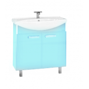 Тумба с раковиной Misty Джулия Qvatro 75 напольная прямая, цвет голубой