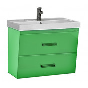 Тумба с раковиной Misty Джулия Qvatro 75 подвесная с 2 ящиками, конус, цвет зеленый