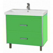 Тумба с раковиной Misty Джулия Qvatro 60 напольная с 2 ящиками, цвет зеленый