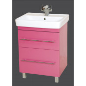 Тумба с раковиной Misty Елена 60 с 2 ящиками, цвет розовый