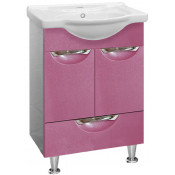 Тумба с раковиной Misty Жасмин 55 с нижним ящиком, пленка, цвет розовый