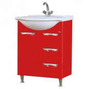 Тумба с раковиной Misty Жасмин 65 с 3 ящиками, пленка, цвет красный