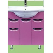 Тумба с раковиной Misty Жасмин 85 с 2 ящиками, с бельевой корзиной, пленка, цвет розовый