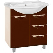 Тумба с раковиной Misty Жасмин 65 с 3 ящиками, эмаль, цвет коричневый