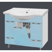 Тумба с раковиной Misty Жасмин 85 с 2 ящиками, с бельевой корзиной, эмаль, цвет голубой
