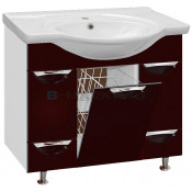 Тумба с раковиной Misty Жасмин 85 с 2 ящиками, с бельевой корзиной, эмаль, цвет коричневый