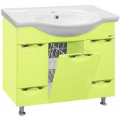 Тумба с раковиной Misty Жасмин 85 с 2 ящиками, с бельевой корзиной, эмаль, цвет салатовый