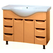 Тумба с раковиной Misty Жасмин 105 с 6 ящиками, эмаль, цвет коричневый