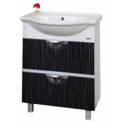 Тумба с раковиной Misty Лорд 65 с 2 ящиками, цвет черно-белый