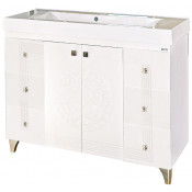 Тумба с раковиной Misty Олимпия 105 с 6 ящиками, цвет белый фактурный