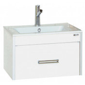Тумба с раковиной Misty Онтарио 50 подвесная с 1 ящиком, цвет белый White