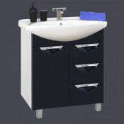Тумба с раковиной Misty Орхидея 65 с 3 ящиками, цвет черный
