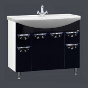 Тумба с раковиной Misty Орхидея 105 с 2 ящиками, цвет черный