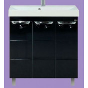 Тумба с раковиной Misty Петра 105 с 3 ящиками, цвет черный