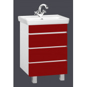 Тумба с раковиной Misty Прима 60 с 3 ящиками, цвет красный