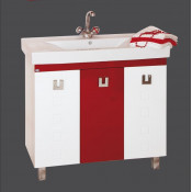Тумба с раковиной Misty Эллада 90 прямая, цвет красно-белый