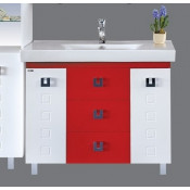 Тумба с раковиной Misty Эллада 100 прямая, цвет красно-белый