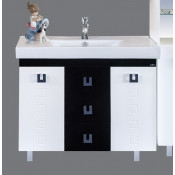 Тумба с раковиной Misty Эллада 100 прямая, цвет черно-белый