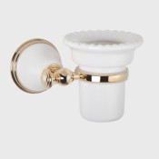 Стакан для щеток Tiffany World Harmony арт. TWHA109bi/oro, белый/золото