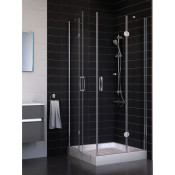 Ограждение угловое квадратное цвет профиля - белый стекло - прозрачное AFA 0080 01 01