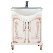 Тумба с раковиной Atoll Barcelona 66,5*90 cм, rame (белое дерево медь)