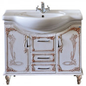 Тумба с раковиной Atoll Barcelona 96,5*83 cм, rame (белое дерево медь)