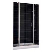 Душевая дверь распашная одностворчатая Vegas EP-2F 0160 01 01 с двумя неподвижными сегментами цвет профиля - белый стекло - прозрачное 160x190 см