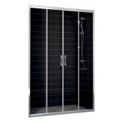 Душевая дверь раздвижная двухстворчатая Vegas Z2P 220 01 01 с двумя неподвижными сегментами цвет профиля - белый стекло - прозрачное 220x190 см