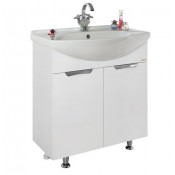 Тумба c раковиной Vod-ok Лира 75/2д с дверками, цвет белый