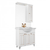 Тумба c раковиной Vod-ok Белладжио 85 белый/патина золото