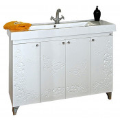 Тумба с раковиной Misty Вирджиния-бабочка 105 прямая, цвет белый