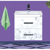 Тумба с раковиной Misty Kitty 50 подвесная с 2 ящиками, цвет белый