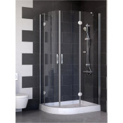 Уголок полукруглый цвет профиля - белый стекло - прозрачное AFS-F 100x80 01 01