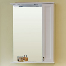 Зеркало Аллигатор МИЛАНА 2-55R, с подсветкой и шкафчиком, шкаф справа, цвет белый, 55*17*99,5 см